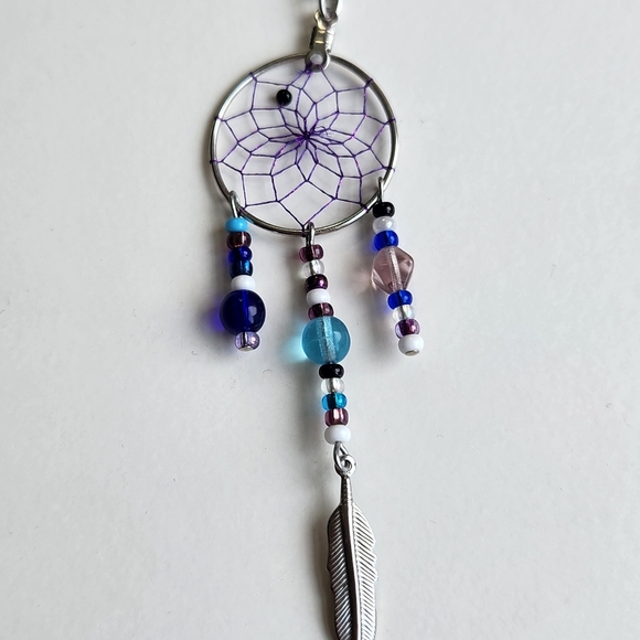 Purple and Silver Dreamcatcher Necklace - Picture 2 of 5